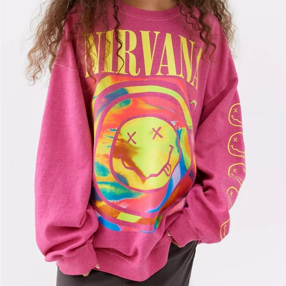 hot pink nirvana crewneck sweatshirt